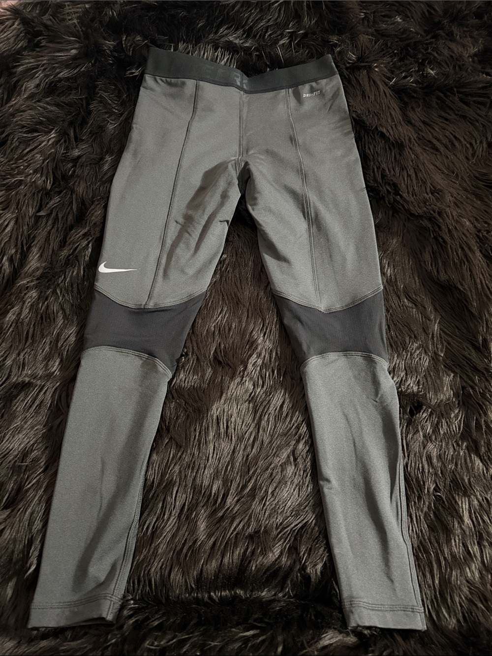 Nike Gray and Black Women's Dri-FIT Leggings